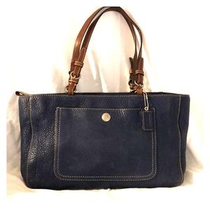 Coach navy leather handbag.